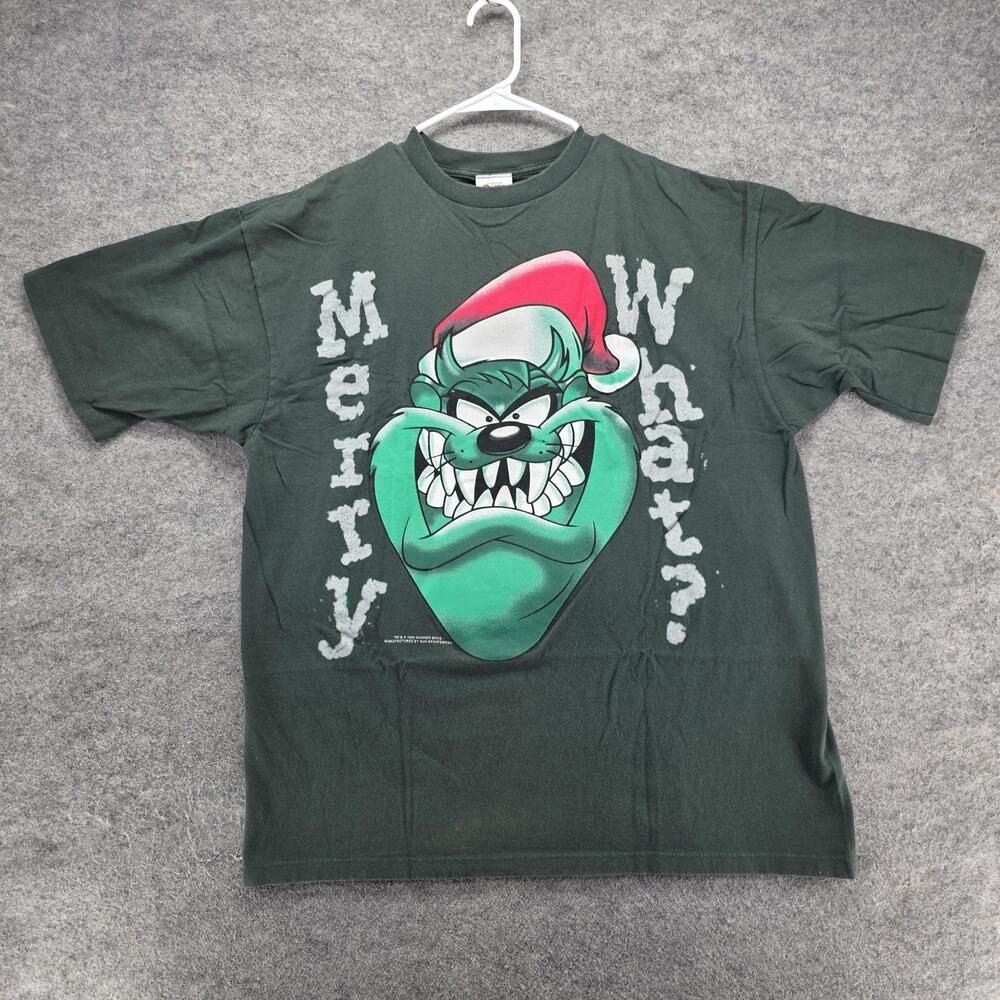 Vintage Sun Sportswear Shirt Mens XL Green Looney Tunes Christmas 1996